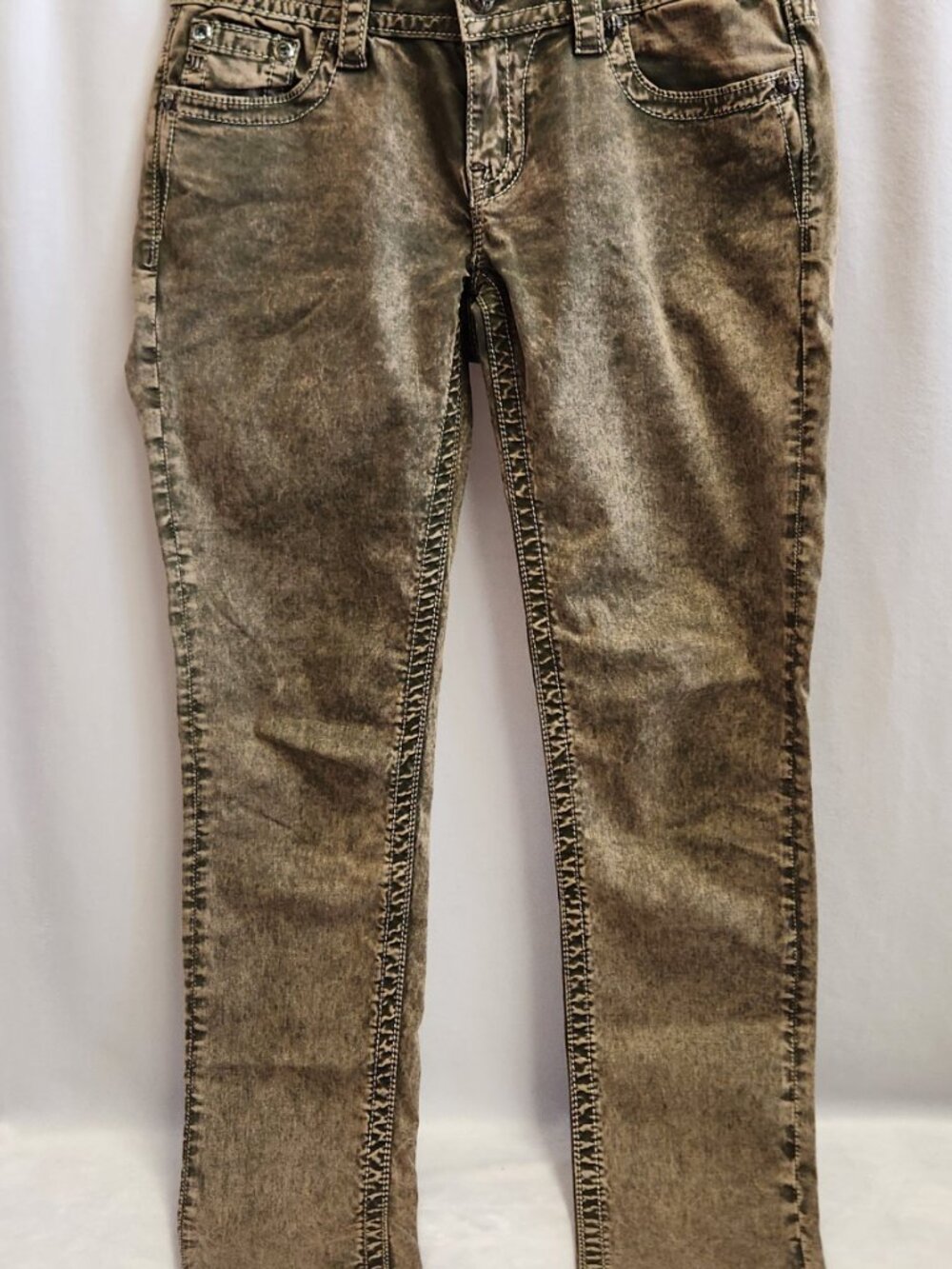 Miss Me Jeans Women's Dark Wash Jeans 28 X 30 Olive Skinny Straight Leg